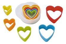 Picture of HEART PLASTIC CUTTERS SET MULTI-COLOURED